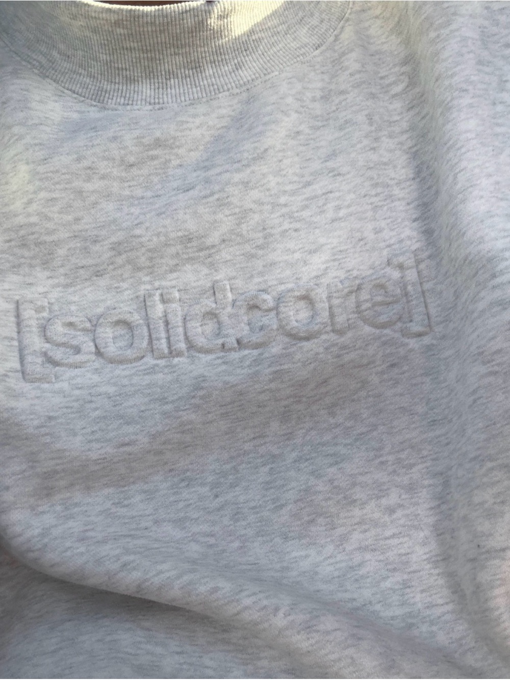 Solidcore Light Gray Embossed Crewneck Sweater